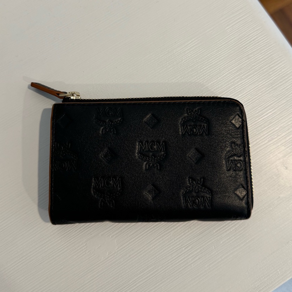MCM Klara Monogram Mini Zip Wallet w/ Key Ring